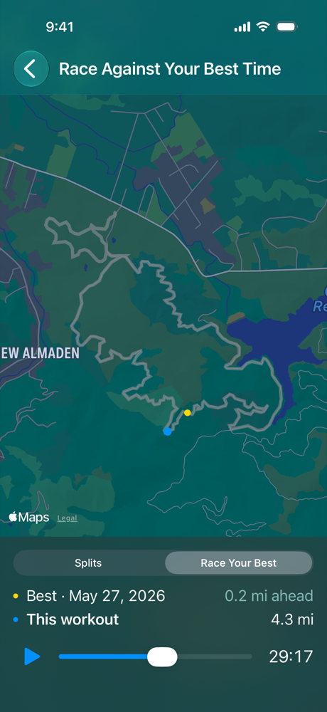 Racing the best effort on the same route, two dots on the map