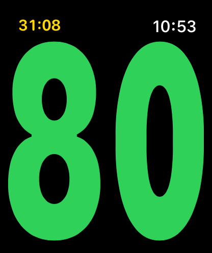 Goal reached: the number 80 in green